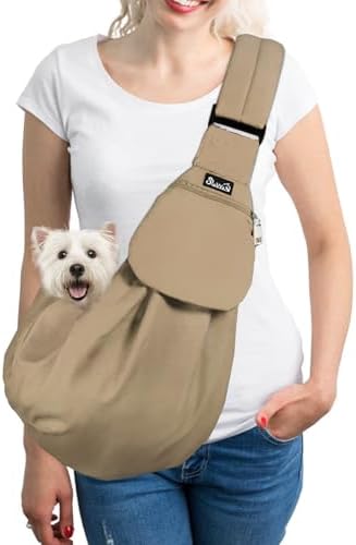 SlowTon Dog Carrier Sling - Thick Padded Shoulder Strap Adjustable, Brown M by SlowTon