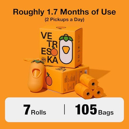 VETRESKA Dog Poop Bag Dispenser with Citrus Scented Waste Bags, 105 Counts - Image 6