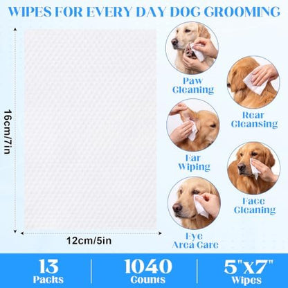 Irenare 13 Pack / 1040 Count Pet Wipes for Paws Butt, 5 x 7 in for Travel - Image 2