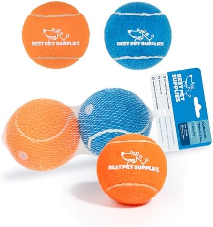 Best Pet Supplies Interactive Squeaky Dog Chew Toy, Ideal Dog Toys for Chewers, Small, Medium & Large Dogs, and Fetch Lovers - Tennis (Assorted Color), Large (Pack of 2) - Image 2