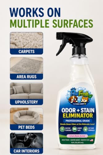 PawFresh Pet Odor & Stain Eliminator Spray, Linen Rose Scent, 16 oz - Image 3