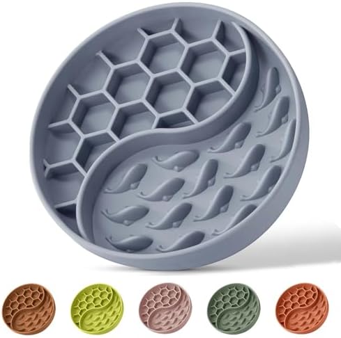 Slow Feeder Dog Bowl, Pet Puzzle Dish w/Suction Cup, Small Medium by ZOURYNUA