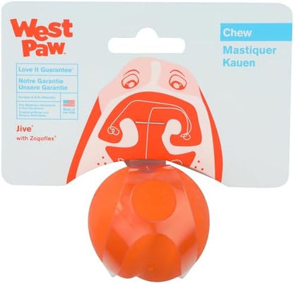 WEST PAW Zogoflex Jive Ball Dog Chew Toy – Bouncing Toys for Dogs, Fetch, Catch, Chewing, Play – Floatable, Recyclable Balls – Latex-Free, Non-Toxic, Dishwasher Safe Dog Toy, X-Small 2", Tangerine by WestPaw