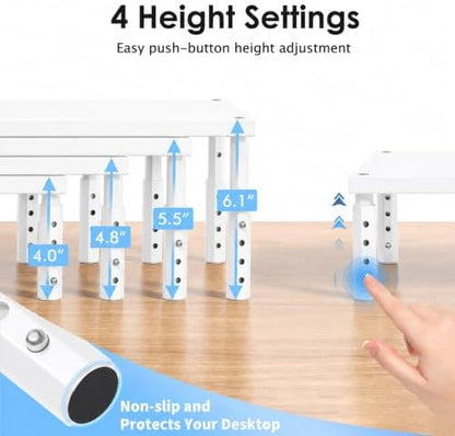 OPNICE Adjustable Cat Food Stand, Elevated Cat Feeder Stand with 4 Height Settings, Automatic Cat Feeder & Tradition Bowls, Raised Pet Feeding Table Station for Cats & Small Dogs, White Wood - Image 4