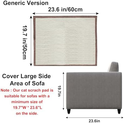 Cat Scratch Furniture Protector with Natural Sisal for Protecting Couch Sofa Chair Furniture,Couch Protector from Cat Claws 23.6L''*19.7W'' (Brown, Left Handed) - Image 3
