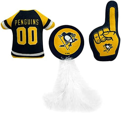 NHL PITTSBURGH PENGUINS Plush Cat Toys Set of 3 - Jersey, Hockey Puck & #1 Fan Cat Toys filled with Fresh Catnip. Team Logo - Image 5