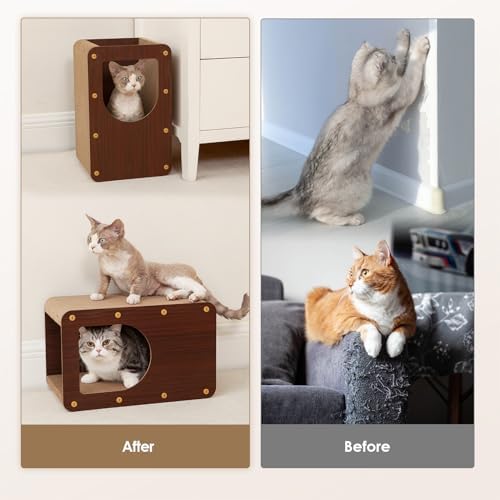 EHEYCIGA Cardboard Cat Scratcher House, 17-Inch Cat Scratch pad, Dark Brown - Image 3