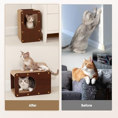 EHEYCIGA Cardboard Cat Scratcher House, 17-Inch Cat Scratch pad, Dark Brown - Image 3