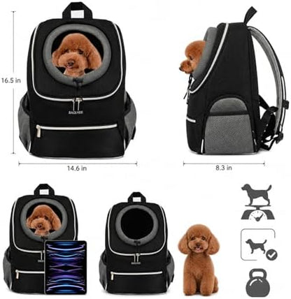 BAGLHER Dog Carrier Backpack for Small Dogs - Front Breathable Pet Backpack with Safety Buckle, Adjustable Hands-Free Design for Hiking, Cycling, Camping & Outdoor Use - Black, Size Large 10-14 lbs - Image 2
