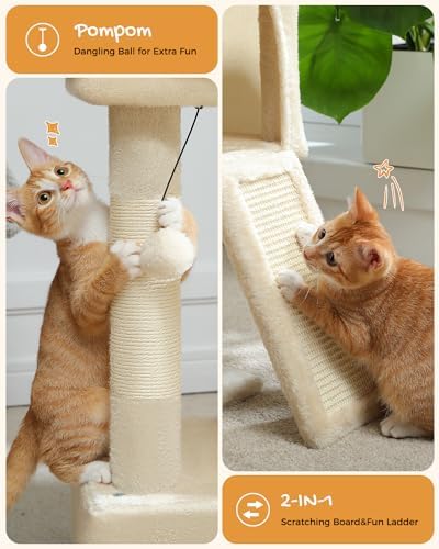 PAWZ Road 30" Cat Tower, Small Cat Tree with 2 Condos for Indoor Cats - Image 3