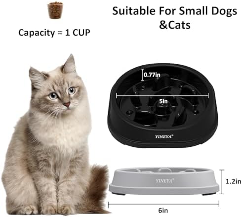 YINEYA 2PCS Anti-Choking Slow Feeder Dog Bowls Small Size Dog, Slow Feeder Cat Bowl, Supplies and Puzzle for Pet - Image 5