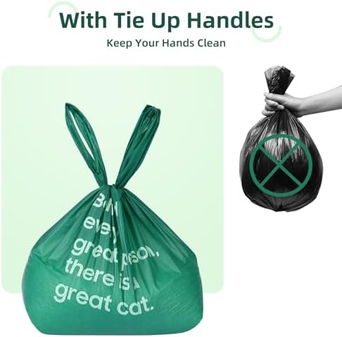 125 Count Cat Poop Bags with Handles, Disposable Litter Bags for Pet Poop, Extra-Thick Kitty Cat Waste Bags Easy Tie Leak-Proof Strengthen Unscented (Made of 70% Recycled Plastic) - Image 2