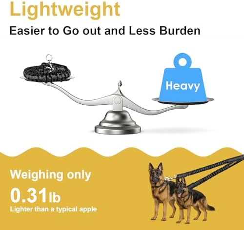 MingXpet 2 Dog Leash, Dog Leash for 2 Dogs, 360° Swivel No Tangle Double Walking Training Leashes for Large Dogs that Pull, Comfortable Shock Absorbing Reflective Bungee, Black - Image 6