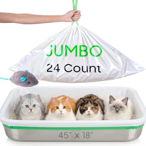 24 Pack Super Jumbo Cat Litter Box Liners 45" x 18", Heavy-Duty Litter Bags by Unknown