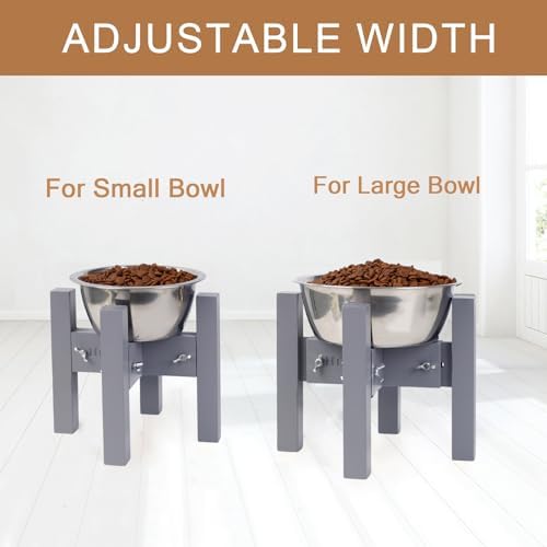 Elevated Dog Bowl Stand Adjustable Dog Food Holder 7”H Small Grey - Image 2