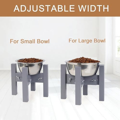 Elevated Dog Bowl Stand Adjustable Dog Food Holder 7”H Small Grey - Image 2