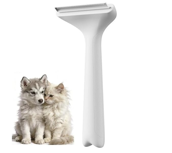 Pet Shedding Comb - Safe ABS Material Deshedding Brush, V-Shaped 1mm Close Teeth, Gentle on Skin, Effortlessly Removes Loose Undercoat & Prevents Matting, Suitable for All Fur Types