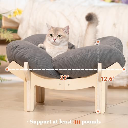 CHEERHOME PETS Elevated Cat Bed for Indoor Cats Couch Sofa Flower - Image 4