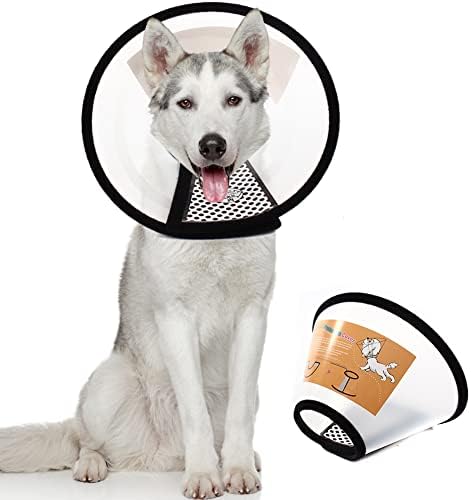 Plastic Pet Recovery Collars & Cones for Dogs and Cats After Surgery Adjustable Dog Neck Cone Surgical Elizabeth E-Collar Prevent Biting and Stop Licking Wound (XXL) by QIYADIN