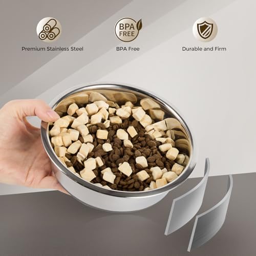 Dog Bowls Durable Non-Slip Stainless Steel Dog Bowls 2-Pack Holds 3 Cups - Image 2