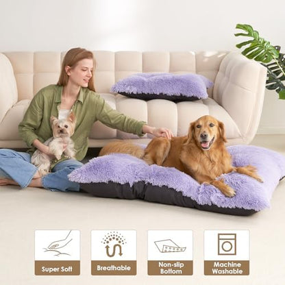 EHEYCIGA Fluffy Dog Crate Bed, Plush Extra Large Dog Pillow, Purple - Image 6