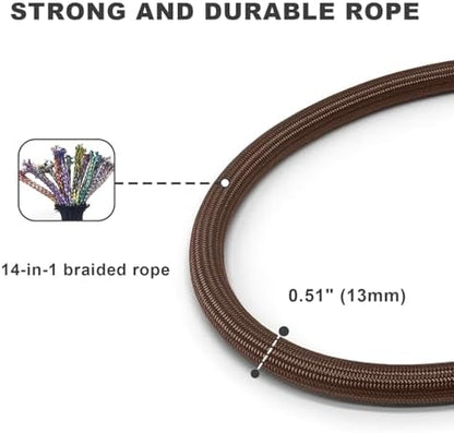 Rope Dog Leash, 6 Foot Heavy Duty Dog Leash with Aviation Aluminum Auto Locking Carabiner, Strong Nylon Pet Lead for Small, Medium, Large Dogs (Brown, 6FT) - Image 4