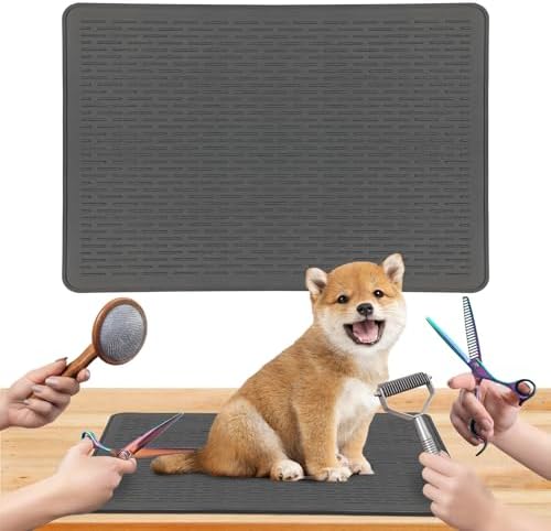 Dog Grooming Table Mat, Non-Slip Silicone Pad, 28 x 19.7 in Black by Lonepetu