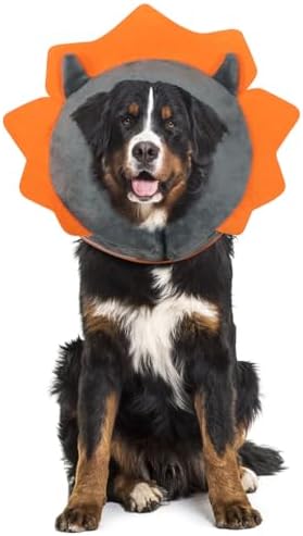 IEUUMLER Inflatable Recovery Dog Collar, Protective Donut Cone, Adjustable Soft Collar for Dog and Cat After Surgery Prevent from Biting & Scratching EU002 - Grey Demon XL by IEUUMLER