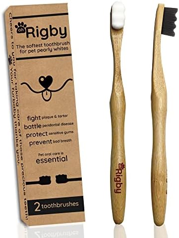 Dog Toothbrush- 10,000 Ultra-Soft Bristles for Sensitive Pet Teeth & Gums- Natural Bamboo Toothbrush for Comfortable, Gentle Deep Cleaning by ohRibbyPup