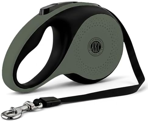 American Kennel Club Retractable Dog Leash, 16.4ft, Tangle-Free, Ergonomic Grip, One-Hand Brake, for Medium & Large Dogs up to 66 lbs, Green by AmericanKennelClub