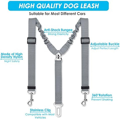 SlowTon Double Dog Seat Belt for Car with Elastic Bungee Buffer, Adjustable - Image 3