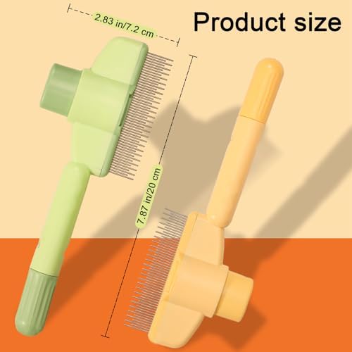 Cat Deshedding Comb, 2 Pcs Pet Hair Removal Tools for Cat/Dog with Two Layered Teeth, Portable Shedding & Grooming Supplies with Release Button for Long/Short Hair Indoor Cats, Kitten Brush - Image 2