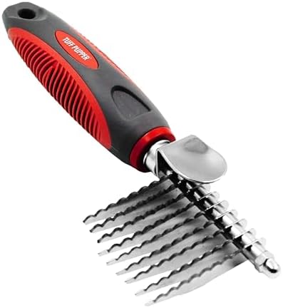 Dematting Comb For Dogs & Cats – Detangling Brush Tool For Dogs Easily & Safely Remove Dead, Matted Or Knotted Hair | Ergonomic, No-Slip Safety Handle for Precision Control | For Poodles & Curly Hair by TuffPupper
