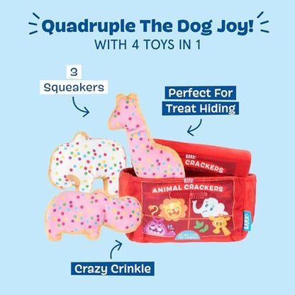 BarkBox Animal Squeakers 4-in-1 Interactive Plush Dog Toy - Image 4