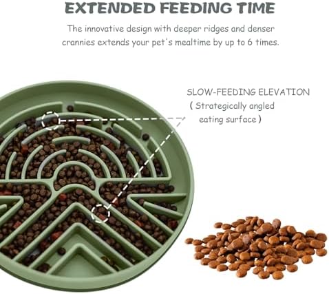 Lesipee Slow Feeder Dog Bowl for Large & Small Pets, Anti Choking Puzzle Dog Food Bowl with Non-Slip Base, Interactive Pet Slow Eating, Silicone Cat Feeder for Puppies & Cats(Grey Green) - Image 3
