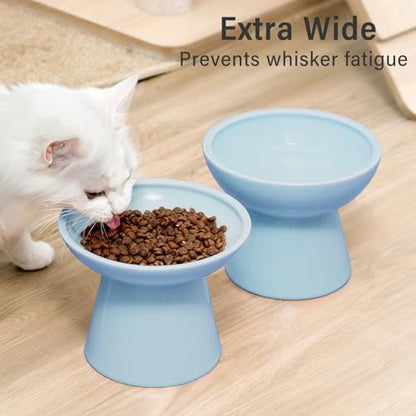 CEEFU 2-Pack Elevated Ceramic Cat Bowls Extra Wide for Food & Water - Image 6