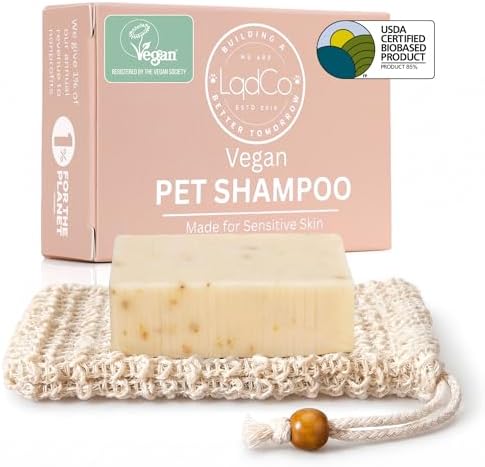 Vegan Pet Shampoo Bar for Sensitive Skin, Plant-Based Gentle Formula for Puppies & Dogs with Allergies, Moisturizing 3.5 oz Bar for a Calming First Grooming Experience by LqdCo