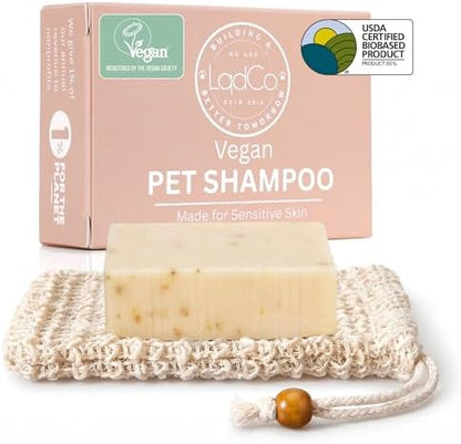 Vegan Pet Shampoo Bar for Sensitive Skin, Plant-Based Gentle Formula for Puppies & Dogs with Allergies, Moisturizing 3.5 oz Bar for a Calming First Grooming Experience by LqdCo