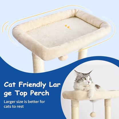Cat Craft Cat Tree 63 Inch Cat Tower for Indoor Cats, Multi-Level Cat Tree for Large Cats 20 lbs+ Heavy Duty Cat Tower with Sisal Scratching Posts, Hammock, Condo and Extended Platform, Beign - Image 3