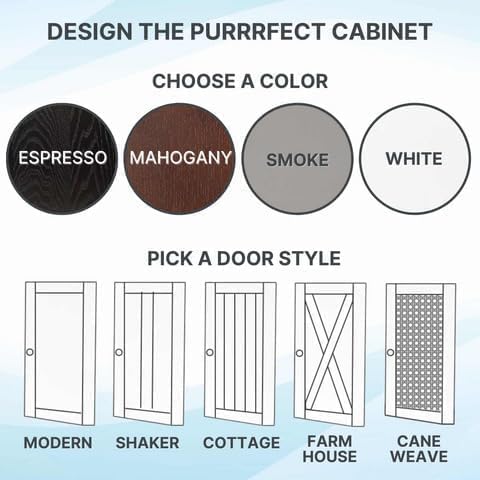 THE REFINED FELINE Refined Self-Cleaning Litter Box Cabinet, Wooden Cat Litter Box Enclosure for Automatic Litter Boxes, White, Modern.