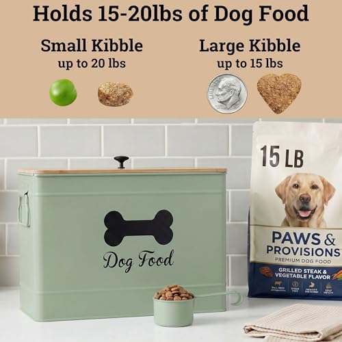 Metal Dog Food Container 15-20 lbs w/ Airtight Bamboo Lid, 70 Cup Capacity - Image 3