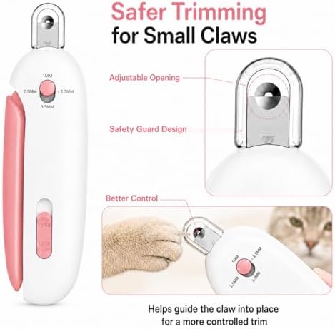 Wanheart Cat Nail Clipper, 4-Size Safety Guard, Nail Catcher & File, Pink - Image 2
