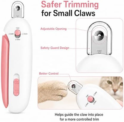 Wanheart Cat Nail Clipper, 4-Size Safety Guard, Nail Catcher & File, Pink - Image 2