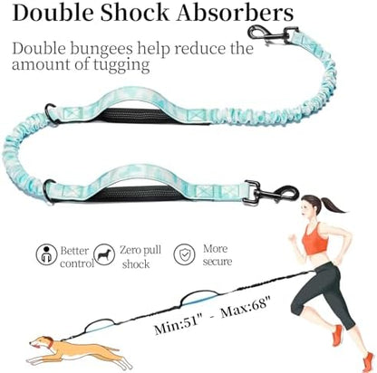 iYoShop Hands Free Dog Leash with Zipper Pouch, White-Blue Mix, Large - Image 5