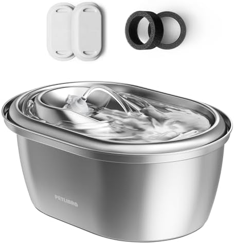 PETLIBRO Stainless Steel Cat Water Fountain, 101oz/3L Automatic Water Dispenser for Cats Indoor, Quiet Pet Water Dispenser with 2 Filters, Adjustable Flow Cat Fountain Also for Small Dogs by Unknown