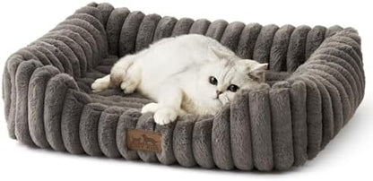 COZY KISS Orthopedic Dog Bed for Small Dogs & Cats - Washable Rectangle Pet Bed with Anti-Slip Bottom, Soft Calming Cat & Puppy Bed for Indoor Pets (25"x21"x6", Grey) by COZYKISS