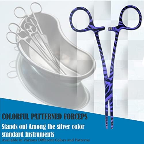 Dog Pet Ear/Nose Hair Puller Grooming Hemostat Locking Forceps Pliers, 5.5" (14cm), Straight (Purple Swirls) - Image 7