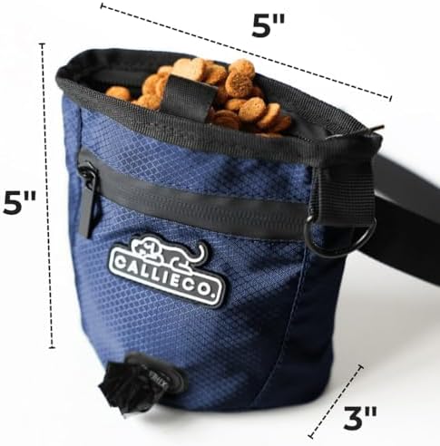 Callieco Mini Dog Treat Pouch with Magnetic & Zipper Closure | Small Waist Belt Training Behavior Aid Bag for Dog Walking with Poop Bag Dispenser (Blue) - Image 4