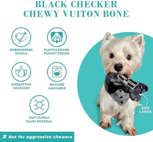 Haute Diggity Dog Chewy Vuiton Bone Plush Dog Toy, Designer Parody Toy - Image 4