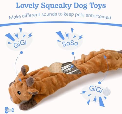 SHARLOVY Dog Squeaky Toys 5 Pack, Bubble Plush Puppy Teething Pet Toys, Crinkle No Stuffing Animals Dog Toy, Doggies Chew for Large Small Medium Breeds - Image 3